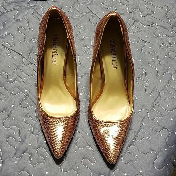 Olivia Miller pink sequin heels size 9 - Picture 2 of 7